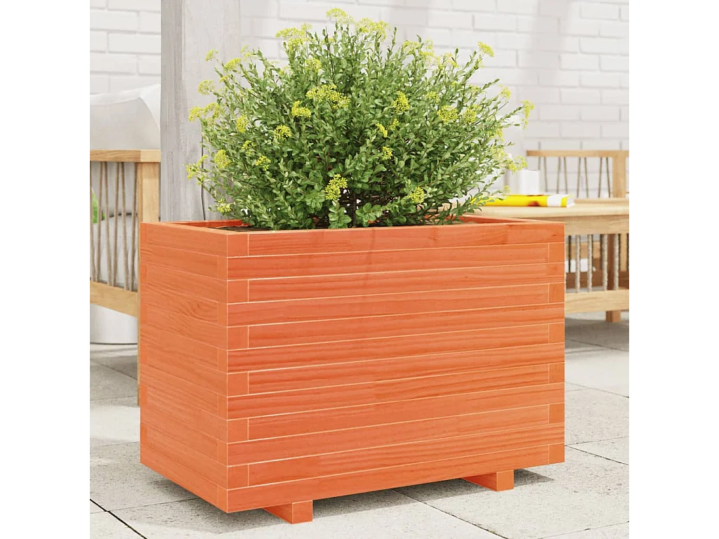 Jardinière cire marron 70x40x49,5 cm bois de pin massif