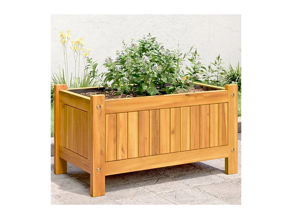 Pflanzkübel mit Einlage 54x31x30 cm Massivholz Akazie
