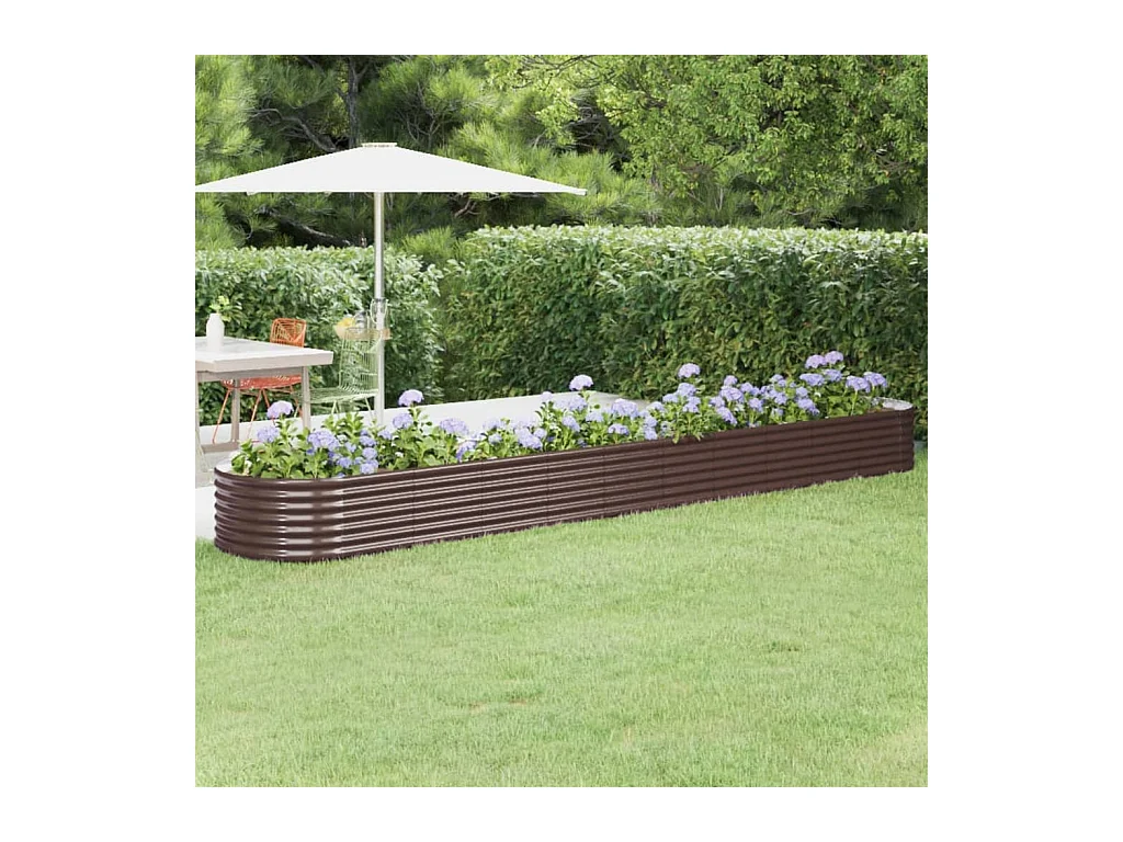 Hochbeet Pulverbeschichteter Stahl 440x80x36 cm Braun