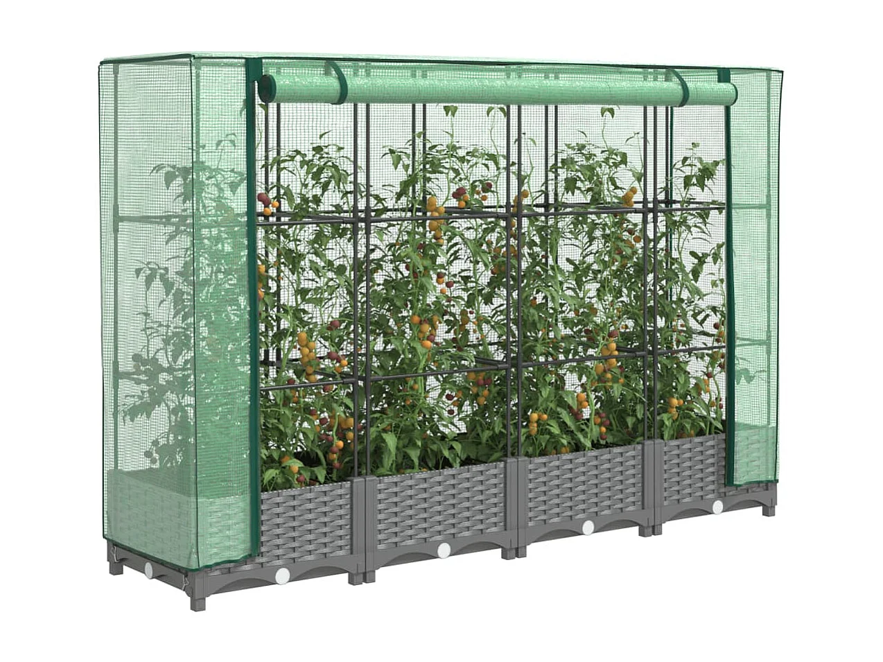 Hochbeet mit Gewächshaus-Aufsatz Rattan-Optik 160x40x123 cm