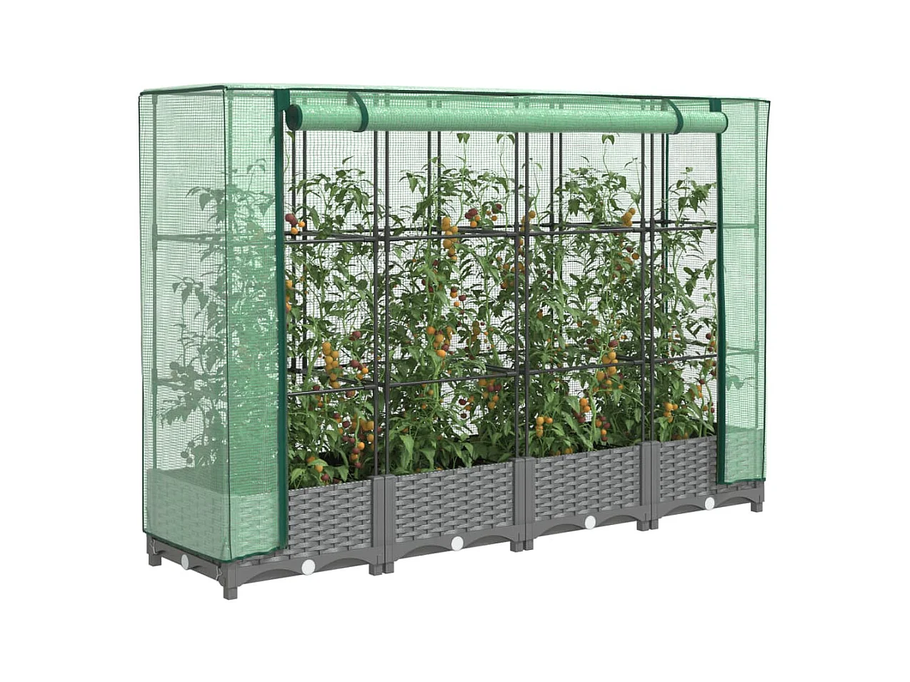 Letto Rialzato con Copertura Serra Effetto Rattan 160x40x123 cm