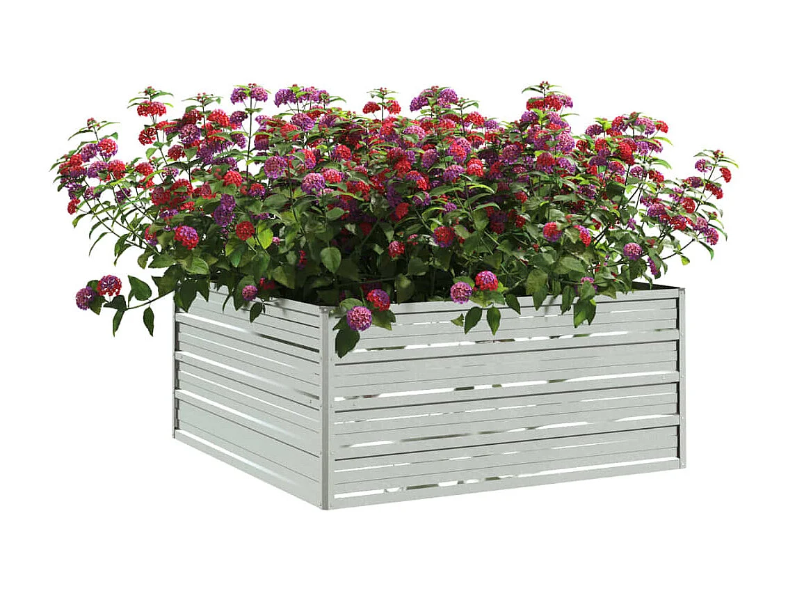 Canteiro elevado jardim 100x100x45 cm aço galvanizado prateado