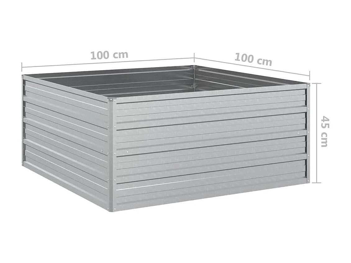Canteiro elevado jardim 100x100x45 cm aço galvanizado prateado