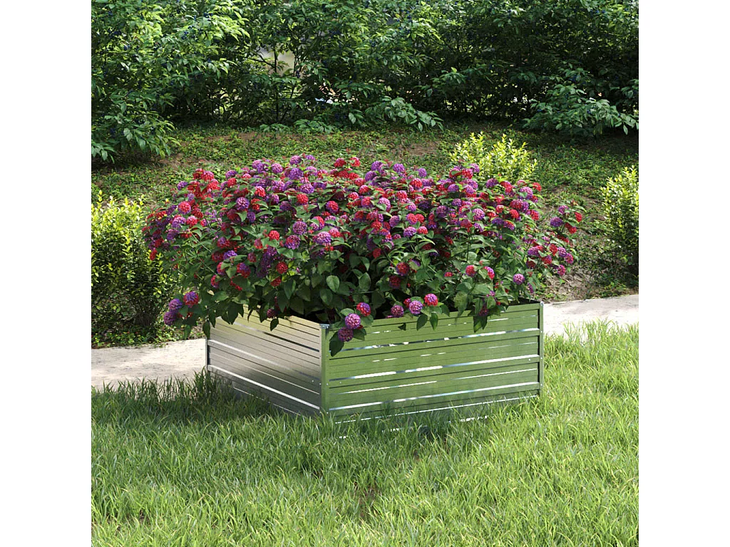 Plantenbak verhoogd 100x100x45 cm gegalvaniseerd staal zilver