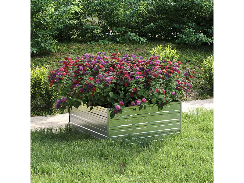 Plantenbak verhoogd 100x100x45 cm gegalvaniseerd staal zilver