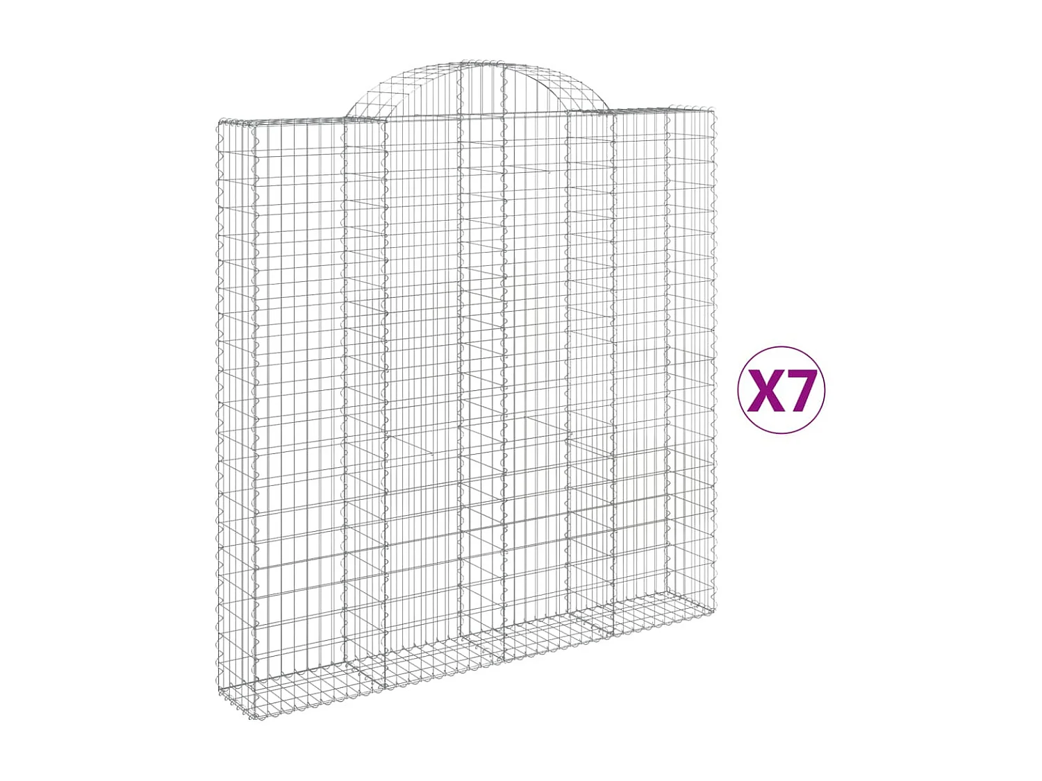 Paniers à gabions arqués 7 pcs 200x30x200/220 cm fer galvanisé