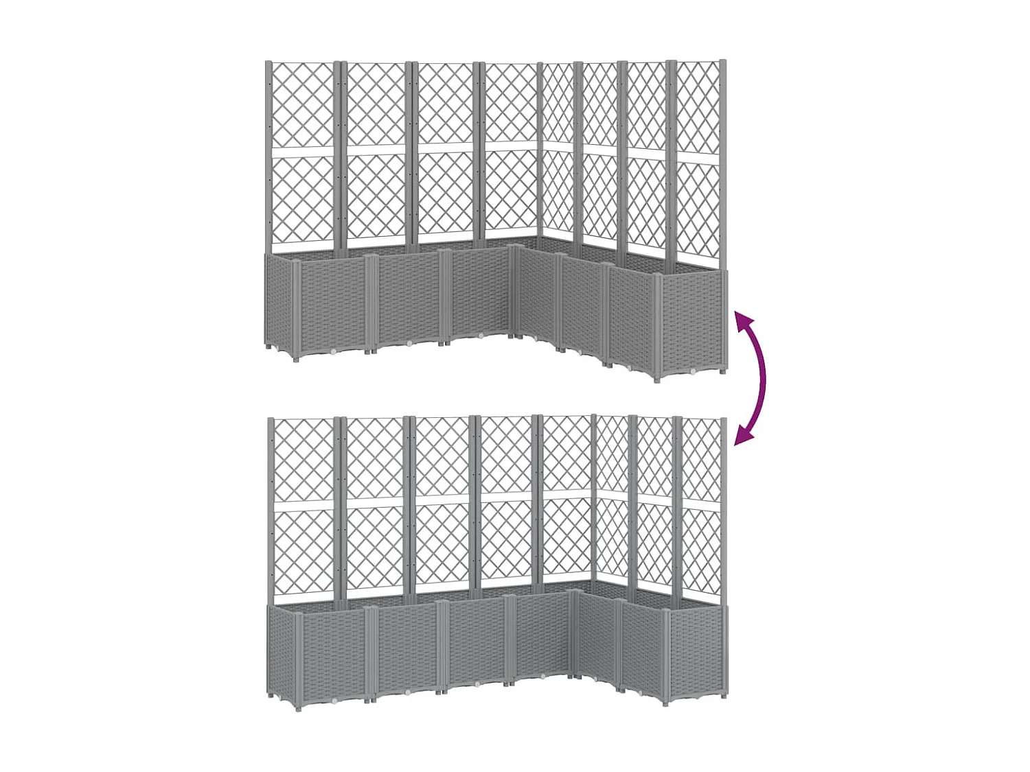 Pflanzkübel mit Rankgitter Hellgrau 160x160x140 cm PP