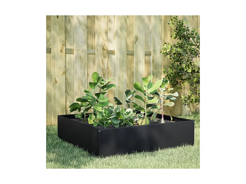 Canteiro elevado de jardim 100x100x25 cm aço preto