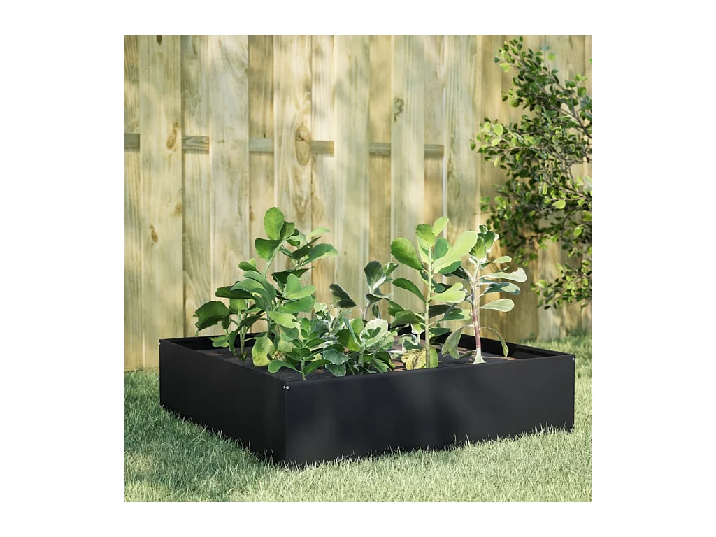 Fioriera Rialzata da Giardino Nera 100x100x25 cm in Acciaio