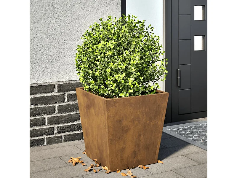 Vaso/floreira de jardim 40x40x40 cm aço corten