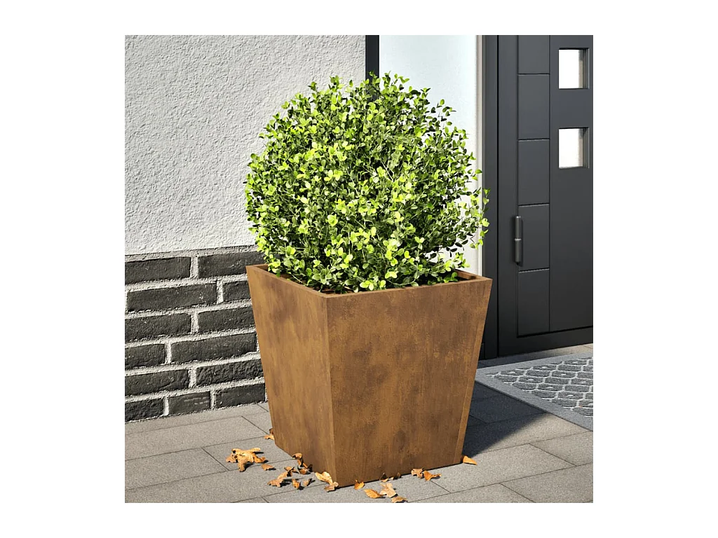 Vaso/floreira de jardim 40x40x40 cm aço corten
