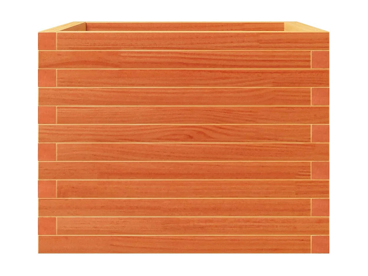 Jardinera de madera maciza de pino marrón cera 60x60x46 cm