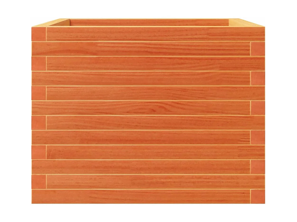 Jardinière cire marron 60x60x46 cm bois de pin massif