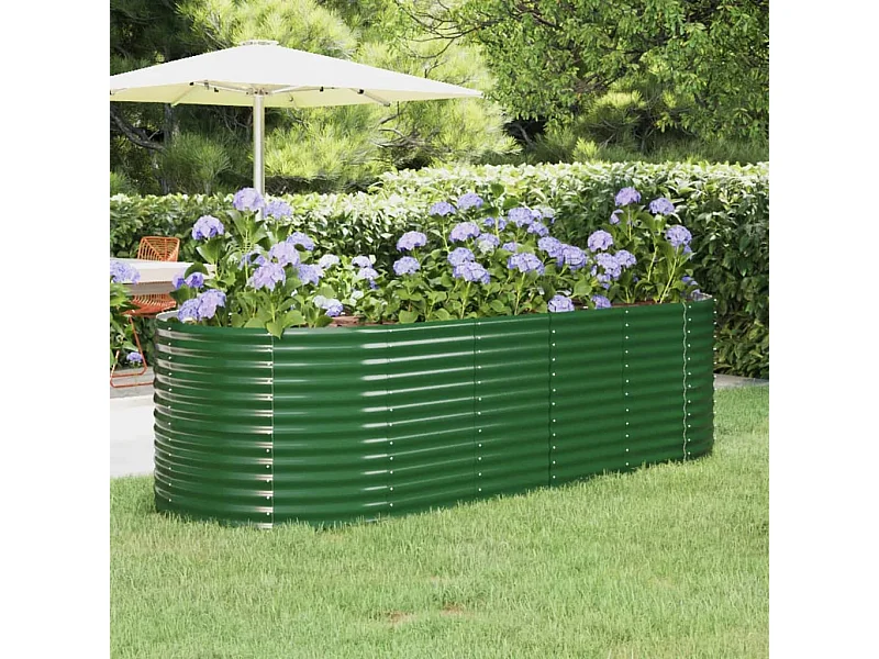 Lit surélevé de jardin Acier enduit de poudre 249x100x68cm Vert