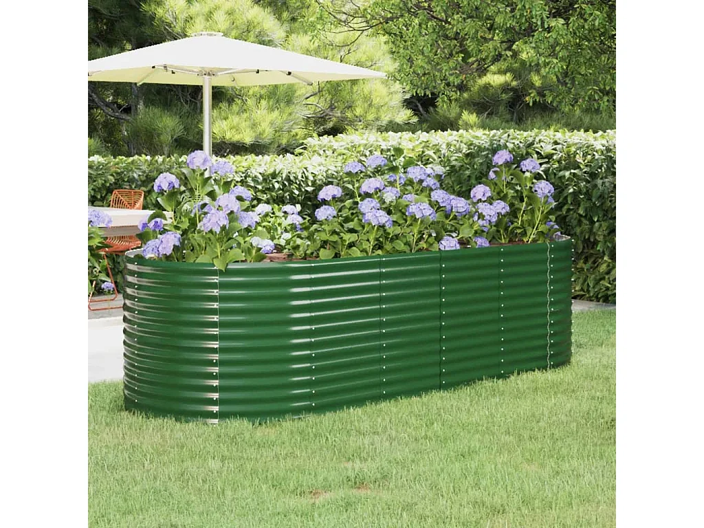Lit surélevé de jardin Acier enduit de poudre 249x100x68cm Vert