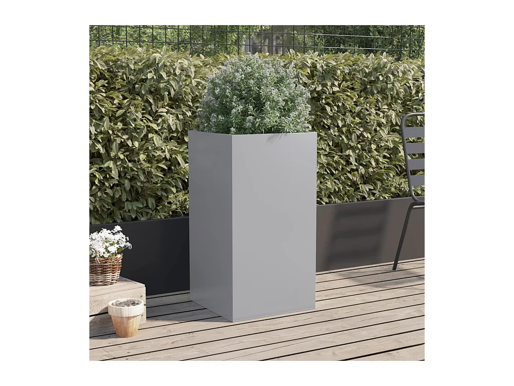 Jardinière argenté 42x38x75 cm acier galvanisé