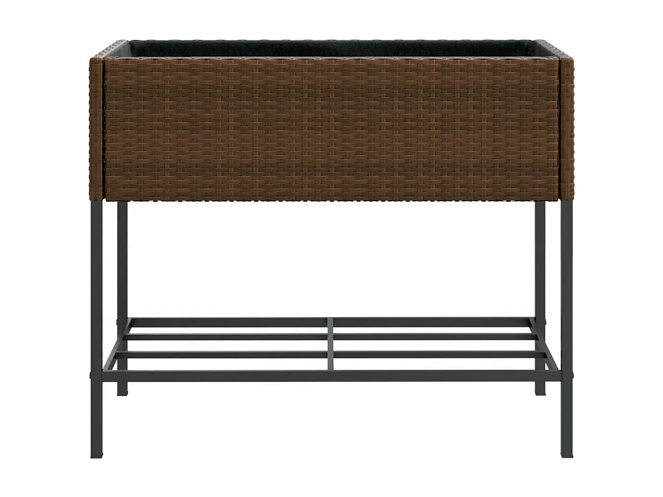 Pflanzkübel mit Ablage Braun Poly Rattan