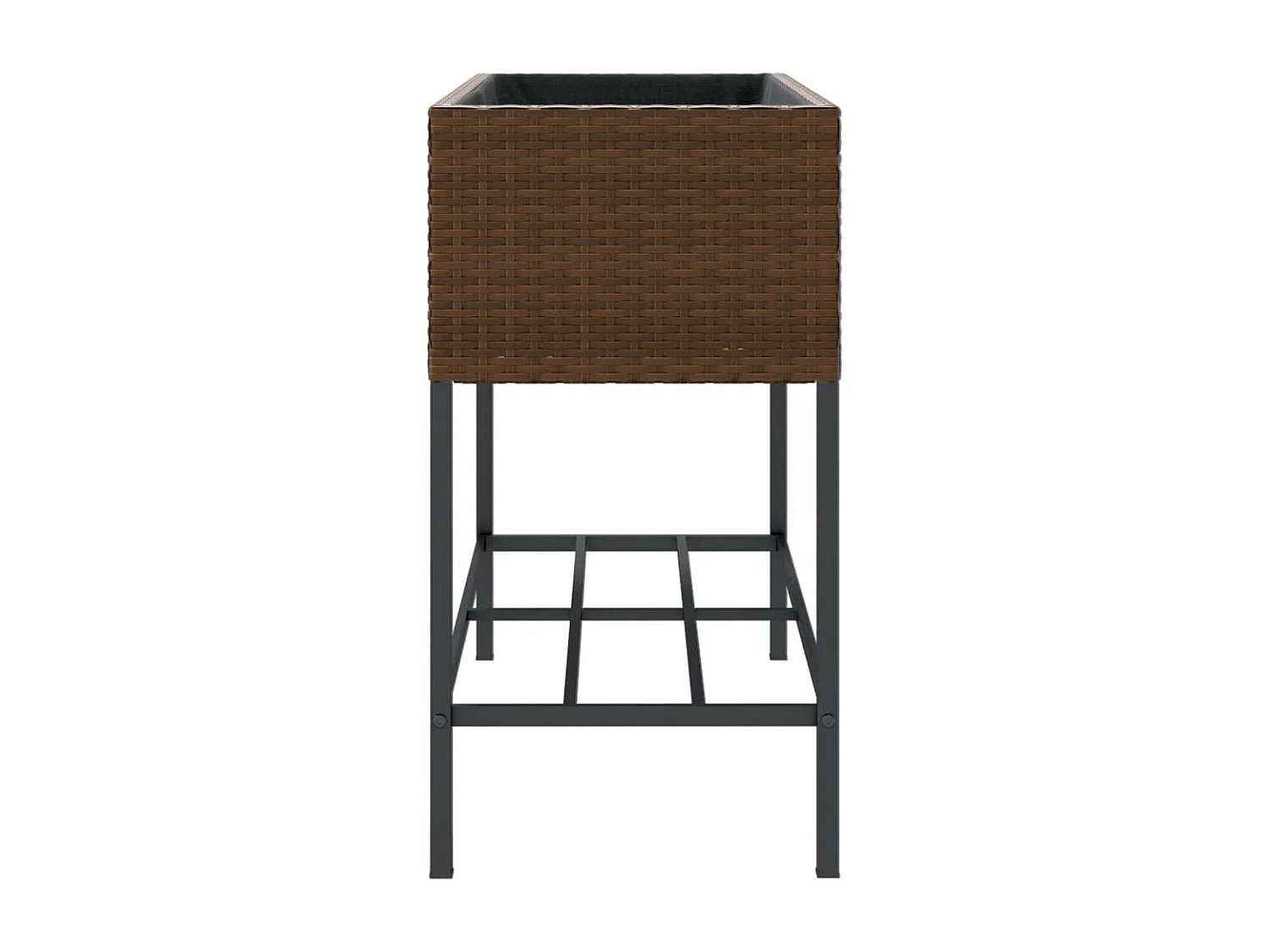 Pflanzkübel mit Ablage Braun Poly Rattan