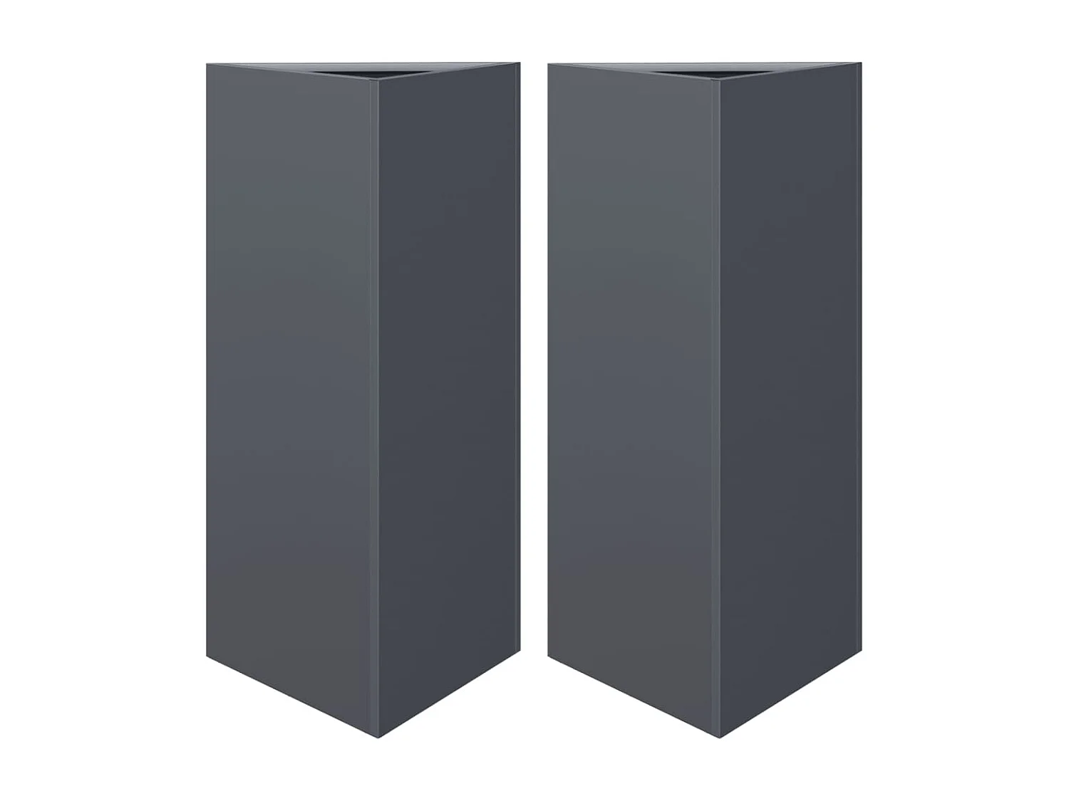 Fioriere 2 pz Antracite Triangolari 40x34,5x70 cm in Acciaio