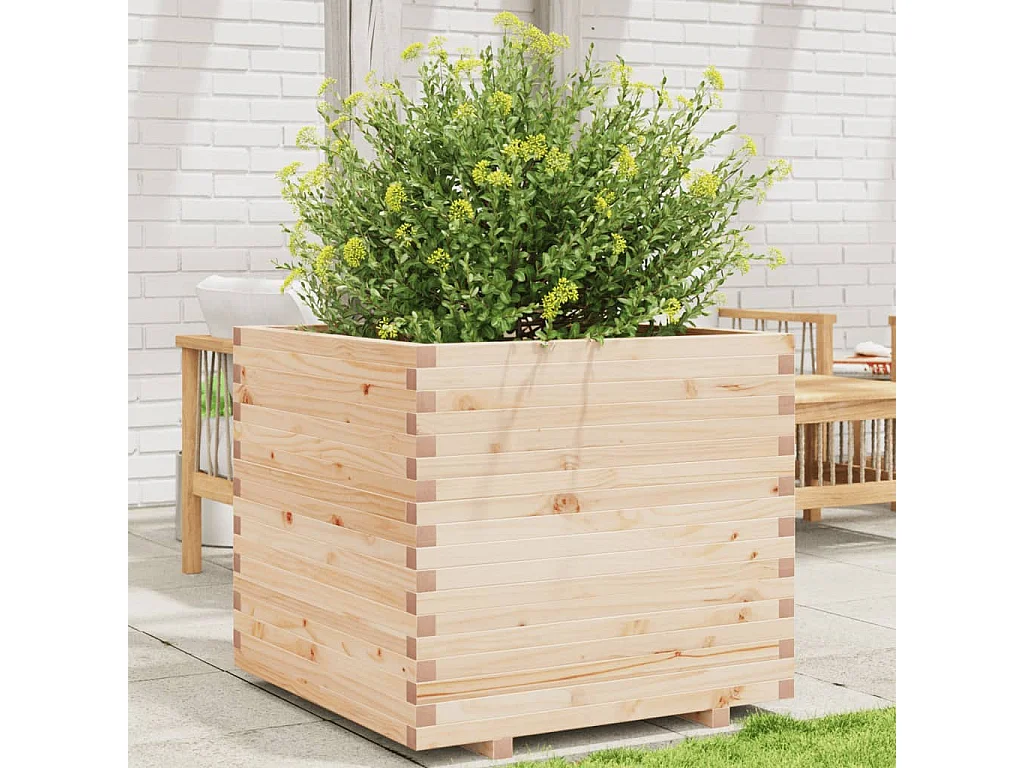 Vaso/floreira de jardim 80x80x72 cm madeira de pinho maciça