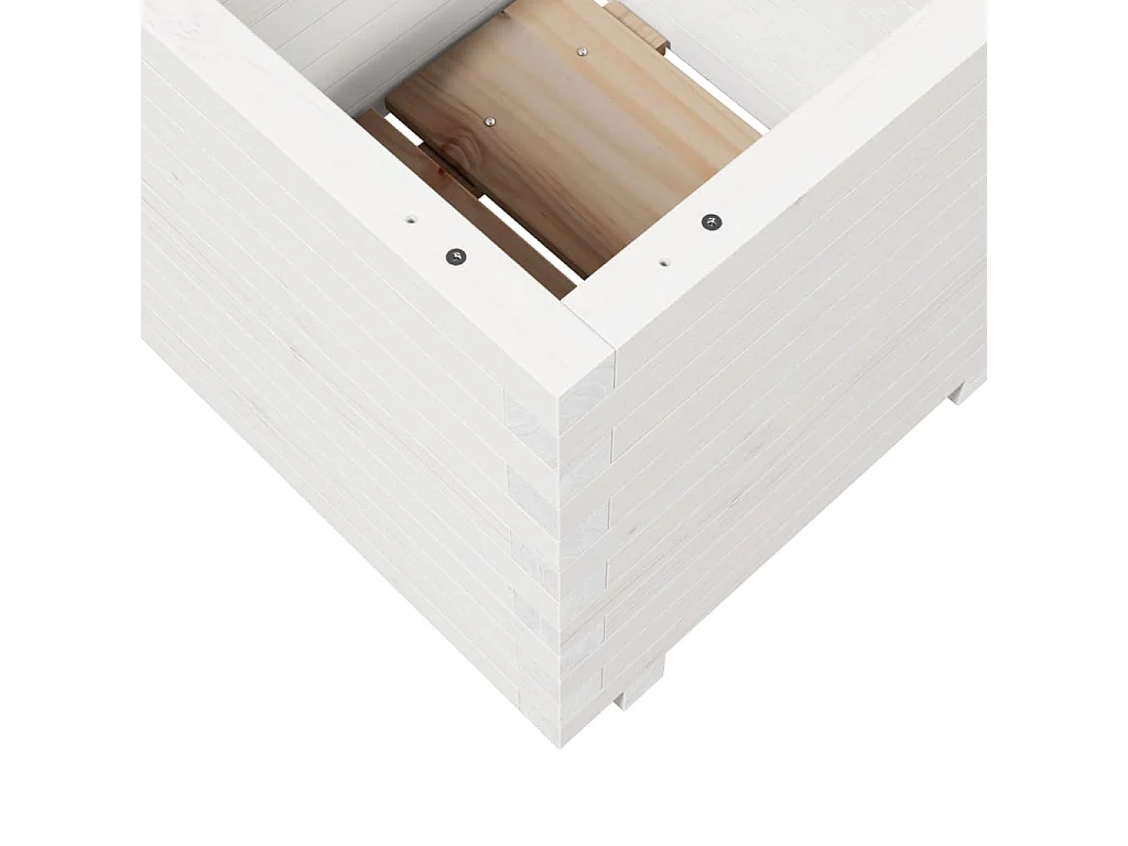 Jardinière blanc 50x50x49,5 cm bois de pin massif