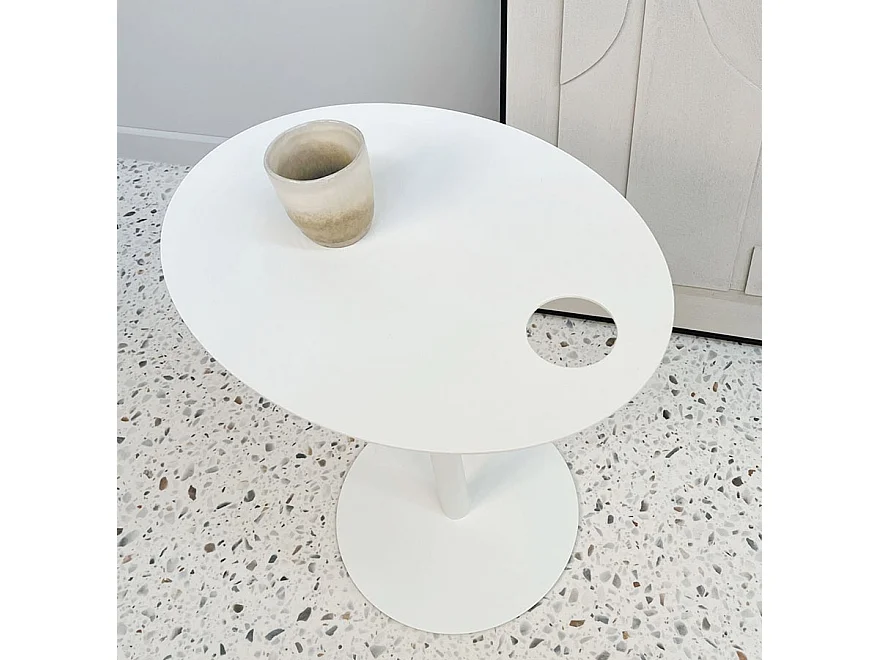 Ovaler Beistelltisch - MASA - Weiß - 42x31x45 cm