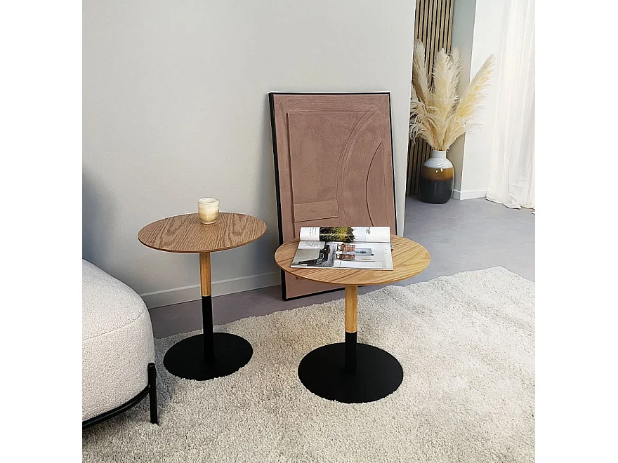 Table d'Appoint Design "Rhoda" 40cm Naturel & Noir
