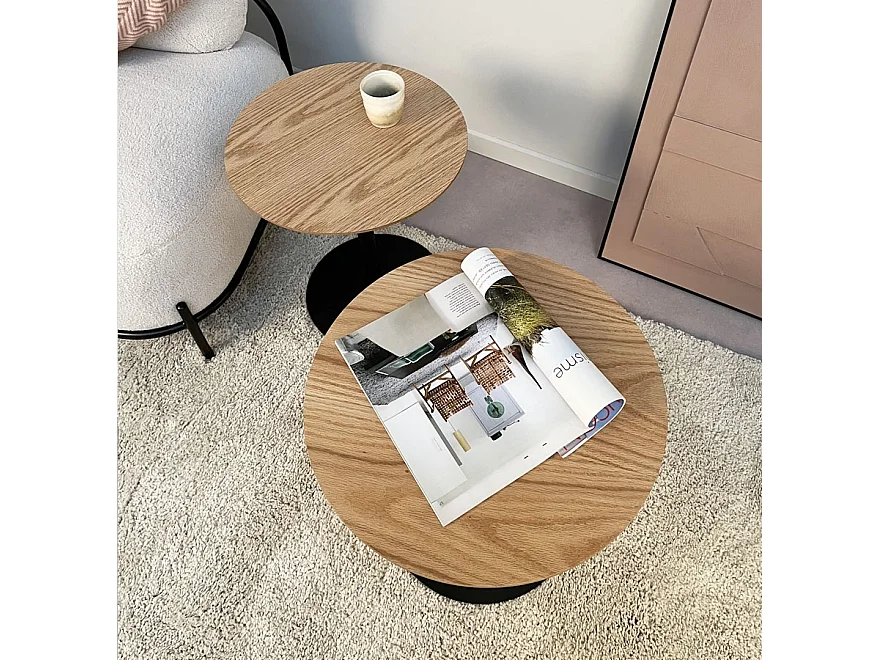 Table d'Appoint Design "Rhoda" 40cm Naturel & Noir