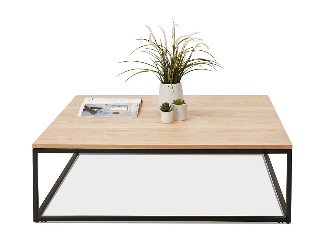 Großer Couchtisch im Industriestil - TRIBECA - beige - 110x110x35 cm