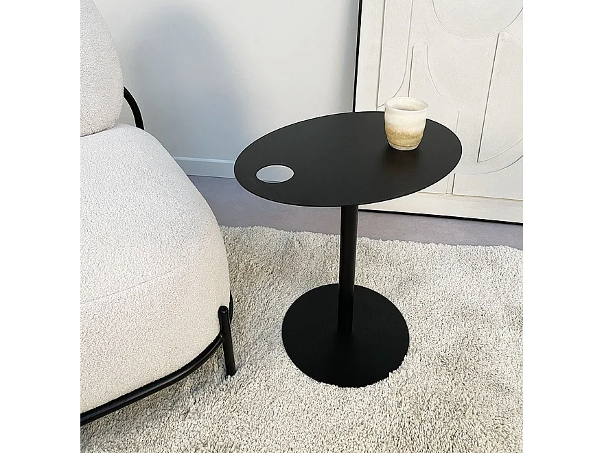 Table d'Appoint Ovale en Métal "Melisa" 45cm Noir
