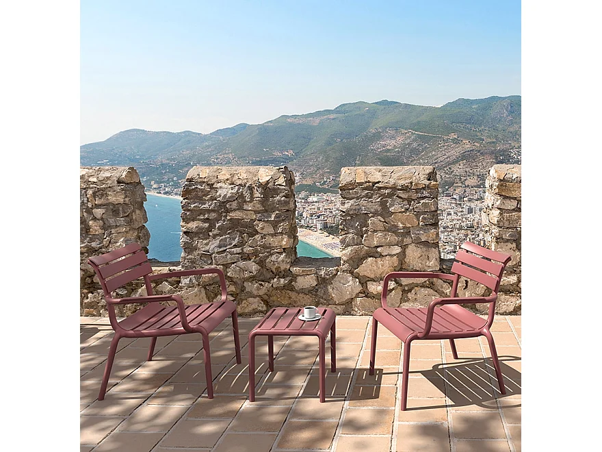 Tavolo basso -SIDONY - Rosso - 42x41x40 cm