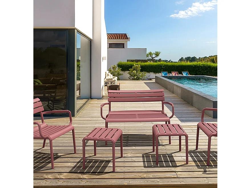 Tavolo basso -SIDONY - Rosso - 42x41x40 cm