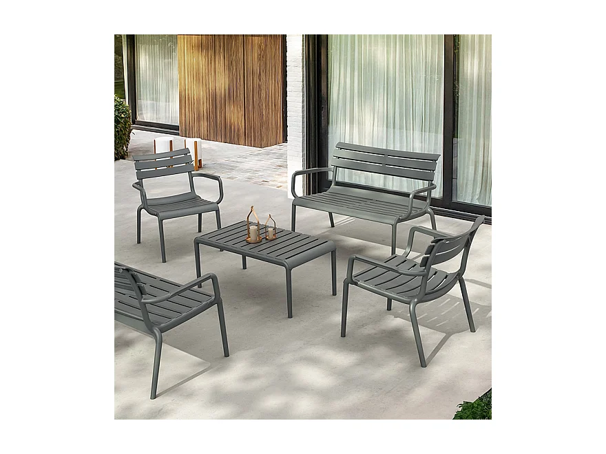 Niedriger Tisch - SIDONY XL - grau - 90x50x40 cm