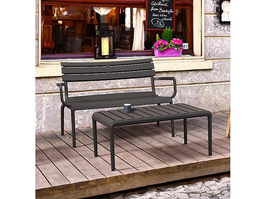 Niedriger Tisch - SIDONY XL - Schwarz - 90x50x40 cm