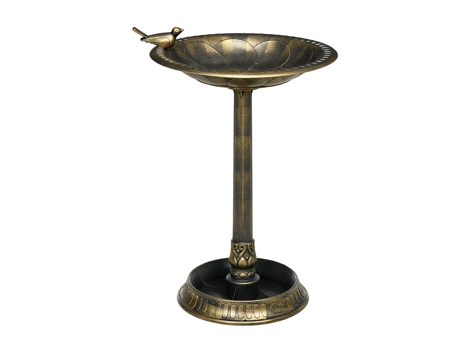 Bain d'oiseaux abreuvoir pour oiseaux jardinière 3 en 1 dim. Ø 50 x 72H cm PP bronze antique