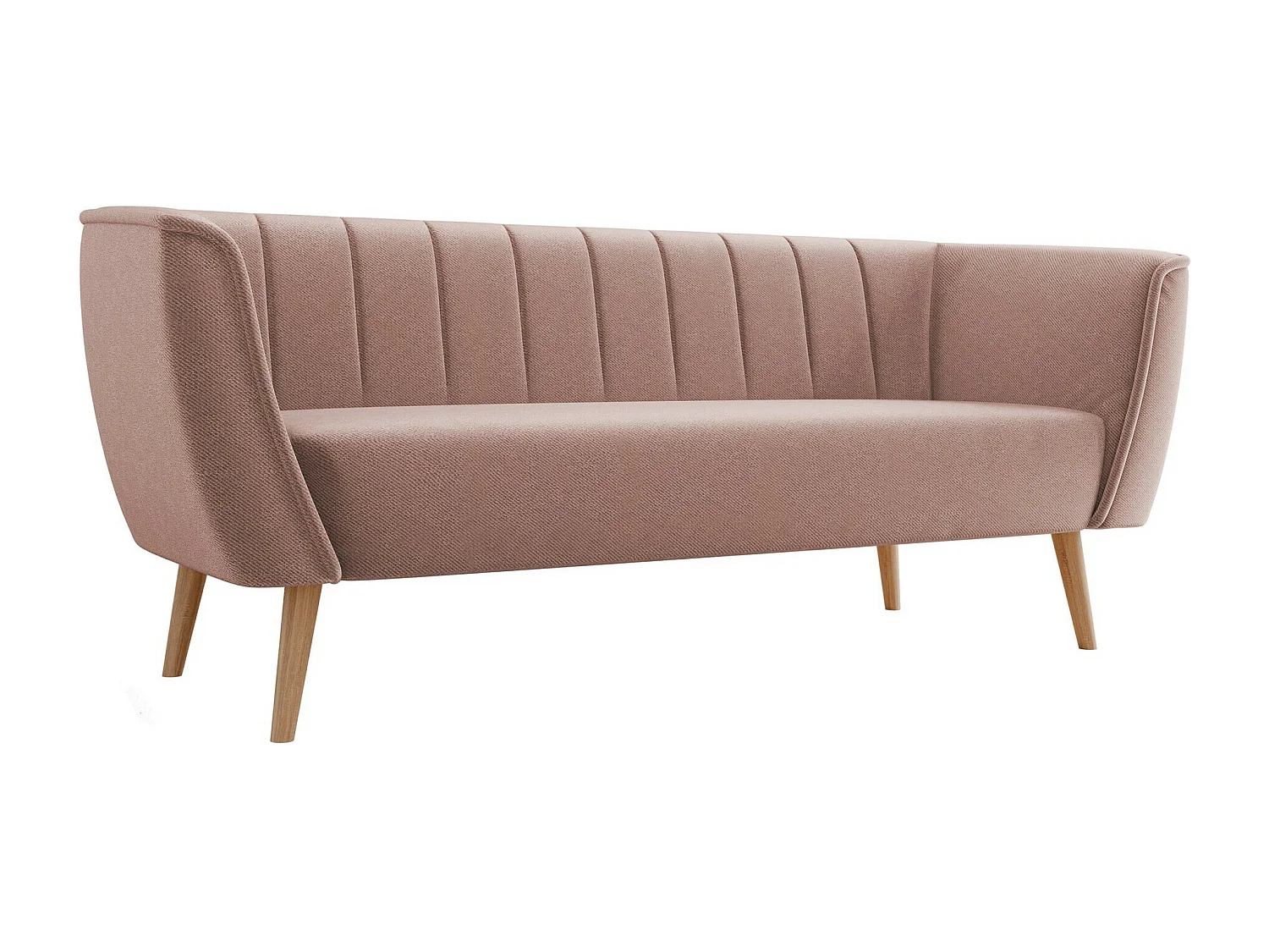 Canapé Glenview 103, Rose, 182x74x75cm, Tapisserie, Pieds: Bois