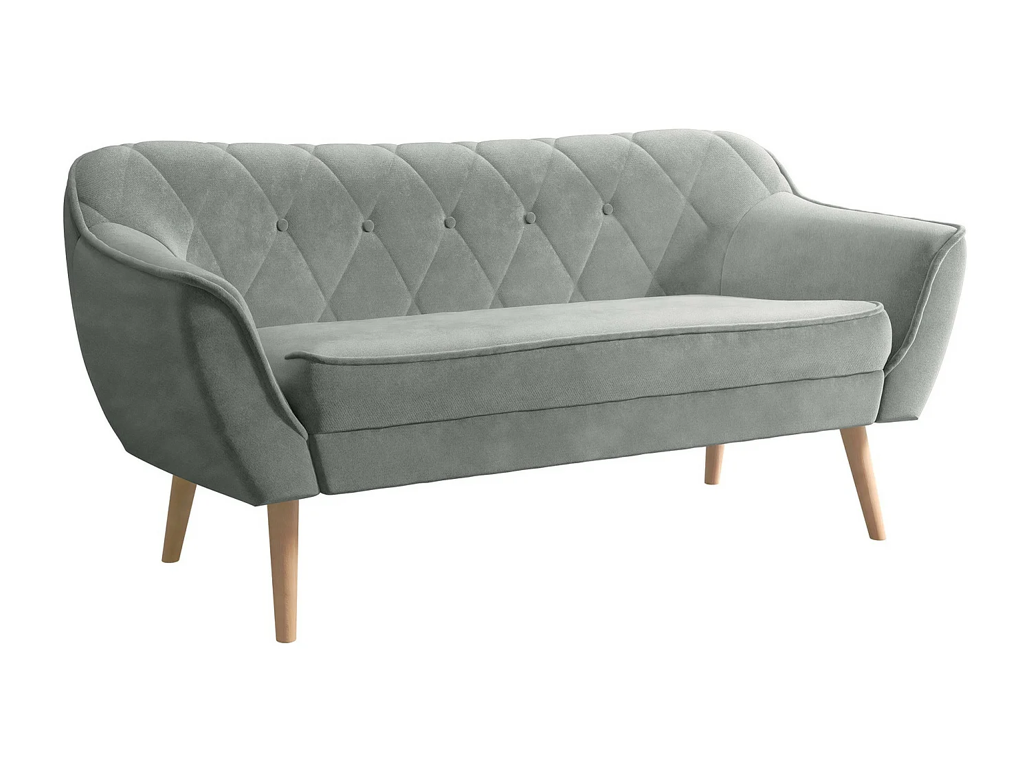 Canapé Glenview 107, Gris, 140x74x75cm, Tapisserie, Pieds: Bois