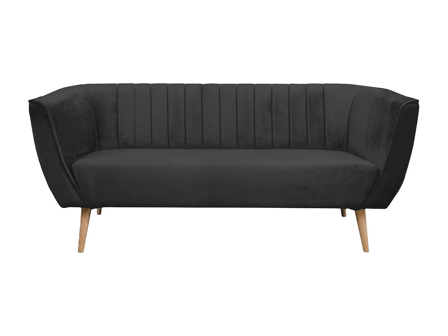 Canapé Glenview 103, Noir, 182x74x75cm, Tapisserie, Pieds: Bois