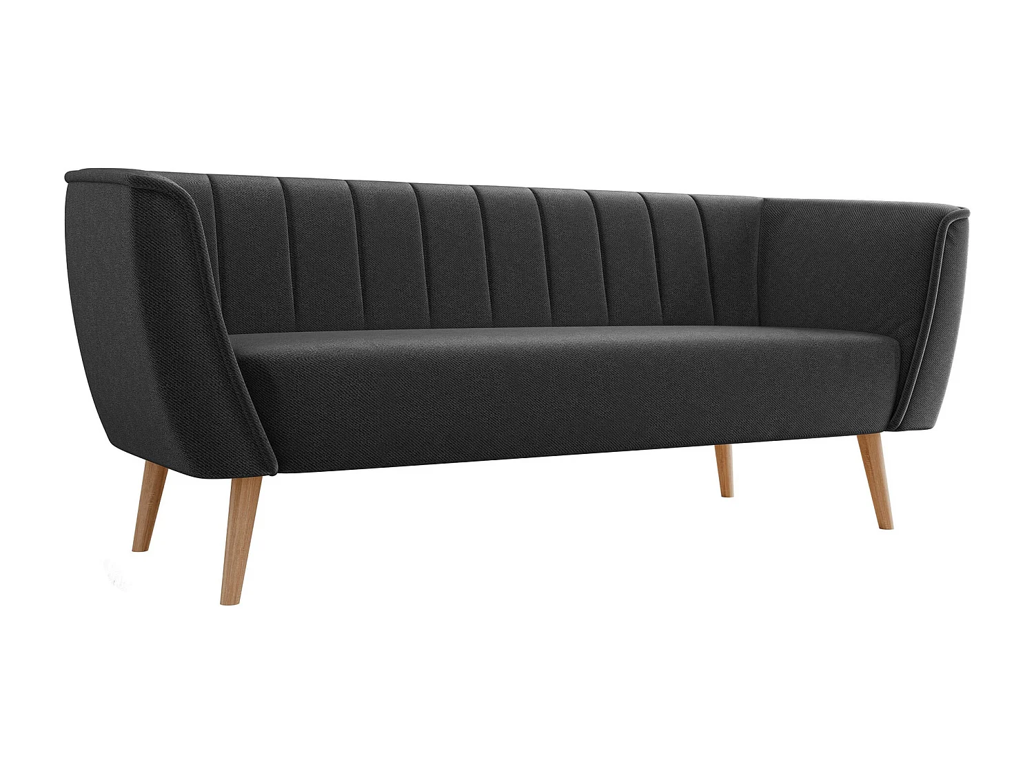 Canapé Glenview 103, Noir, 182x74x75cm, Tissu, Pieds: Bois