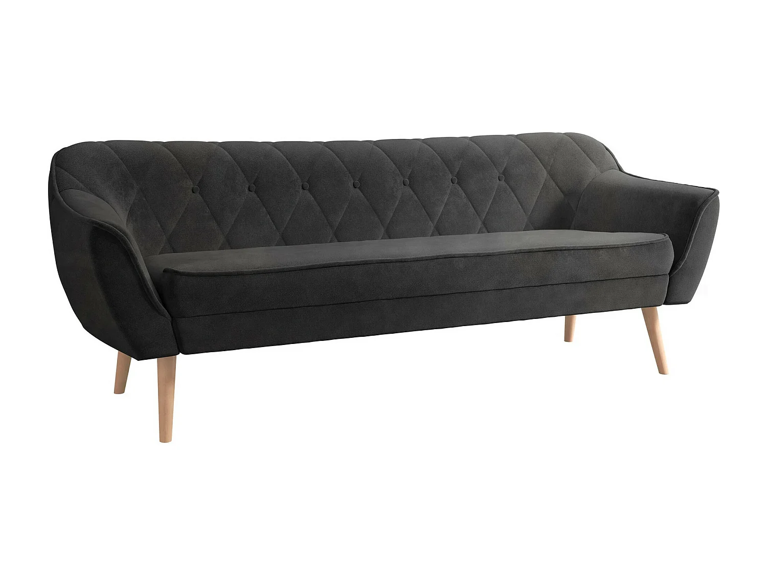 Canapé Glenview 106, Noir, 180x74x75cm, Tissu, Pieds: Bois