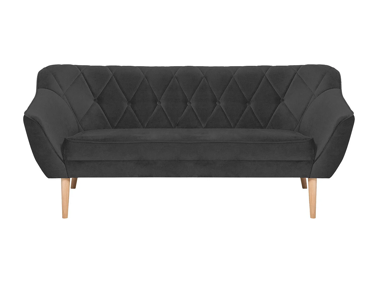 Canapé Glenview 106, Noir, 180x74x75cm, Tissu, Pieds: Bois