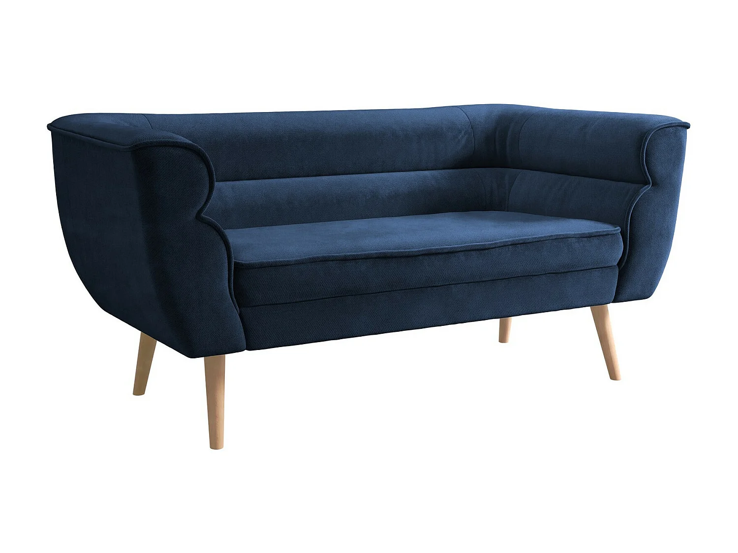 Canapé Glenview 101, Bleu, 142x74x76cm, Tapisserie, Pieds: Bois
