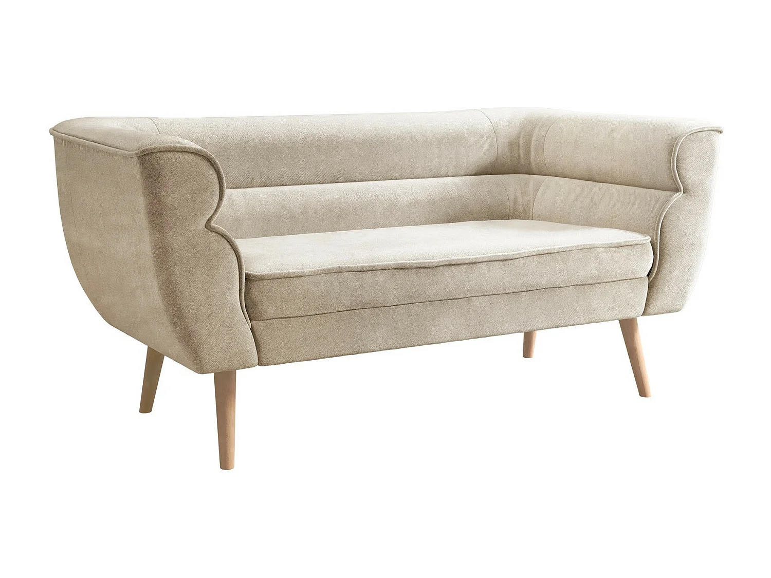 Canapé Glenview 101, Brun clair, 142x74x76cm, Tapisserie, Pieds: Bois