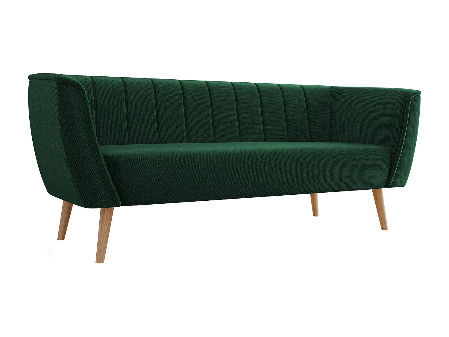 Canapé Glenview 103, Vert, 182x74x75cm, Tapisserie, Pieds: Bois
