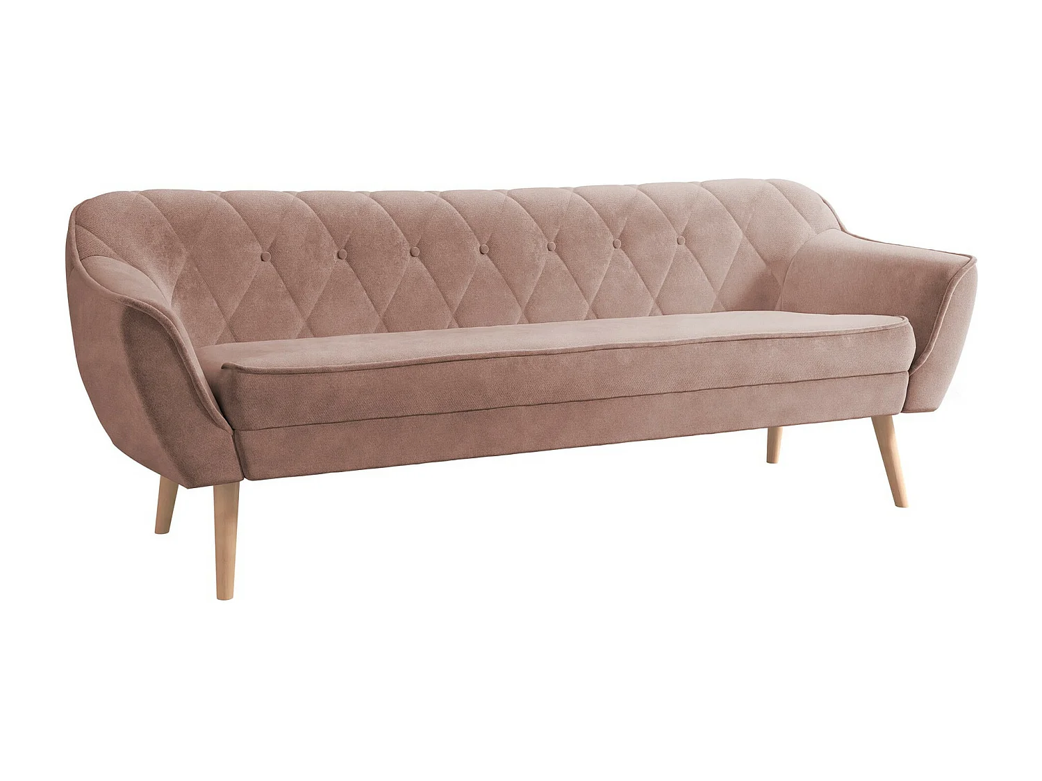 Canapé Glenview 106, Rose, 180x74x75cm, Tapisserie, Pieds: Bois