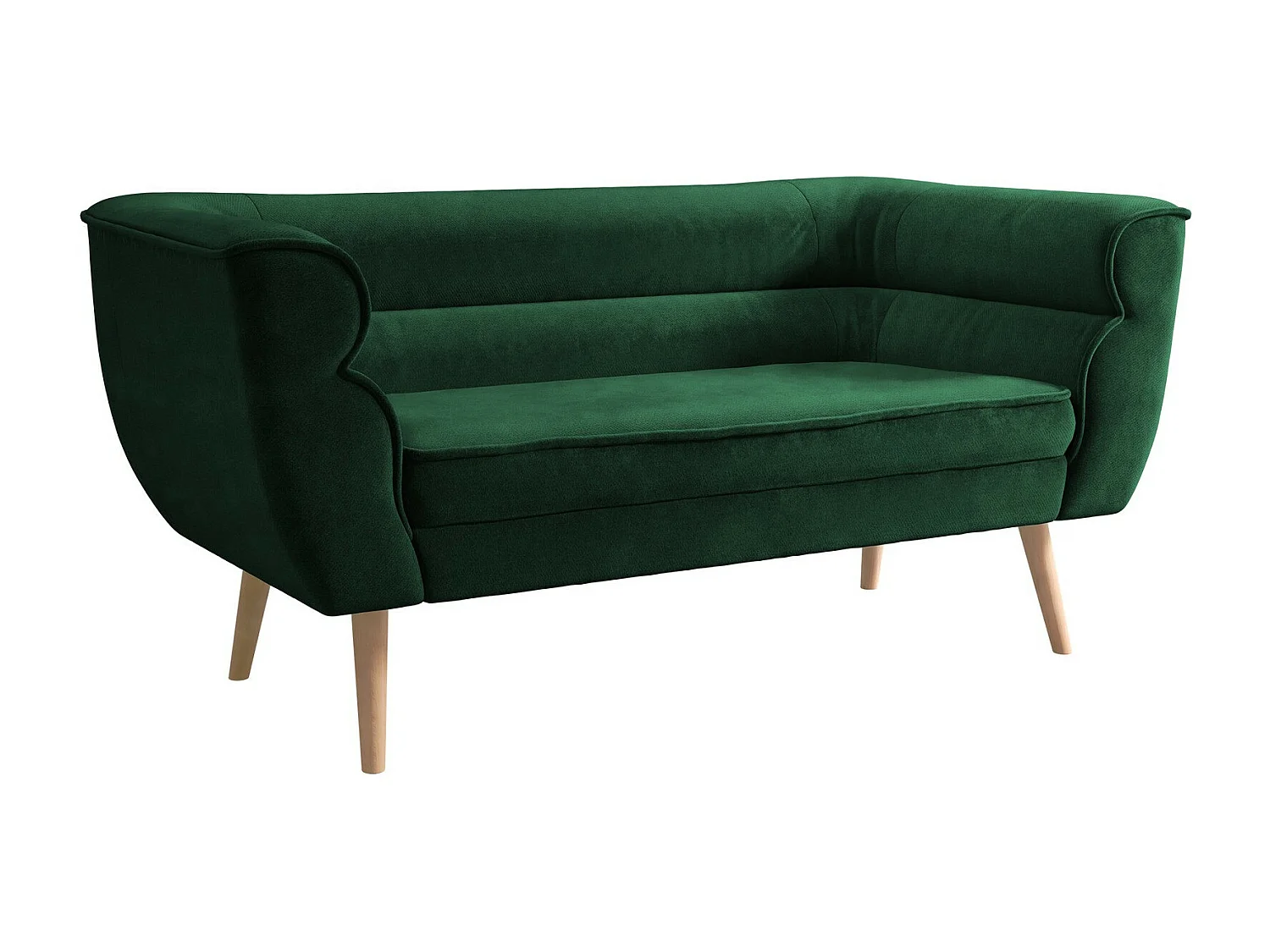 Canapé Glenview 101, Vert, 142x74x76cm, Tapisserie, Pieds: Bois