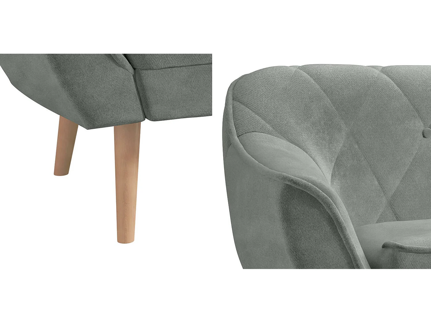 Canapé Glenview 106, Gris, 180x74x75cm, Tapisserie, Pieds: Bois