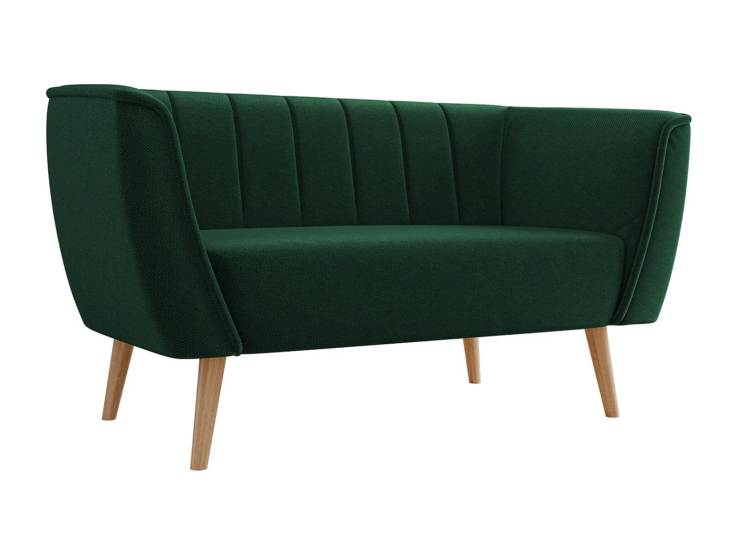 Canapé Glenview 104, Vert, 142x74x75cm, Tapisserie, Pieds: Bois