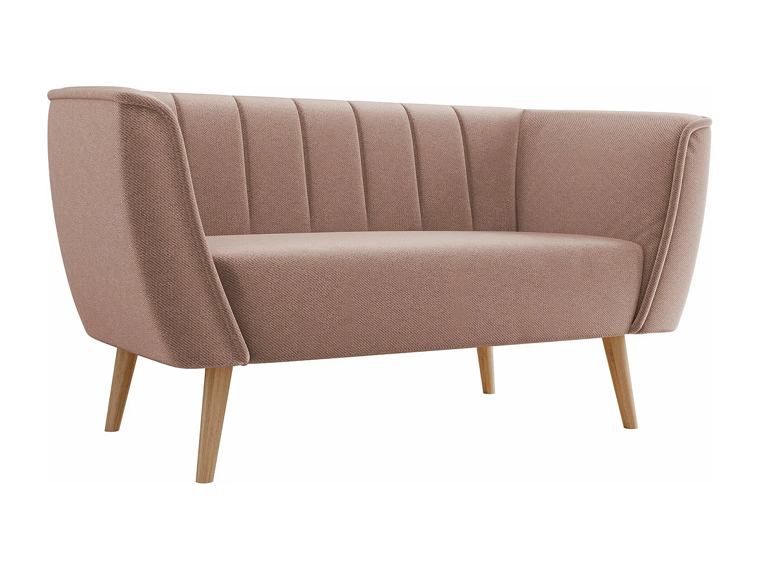 Canapé Glenview 104, Rose, 142x74x75cm, Tapisserie, Pieds: Bois