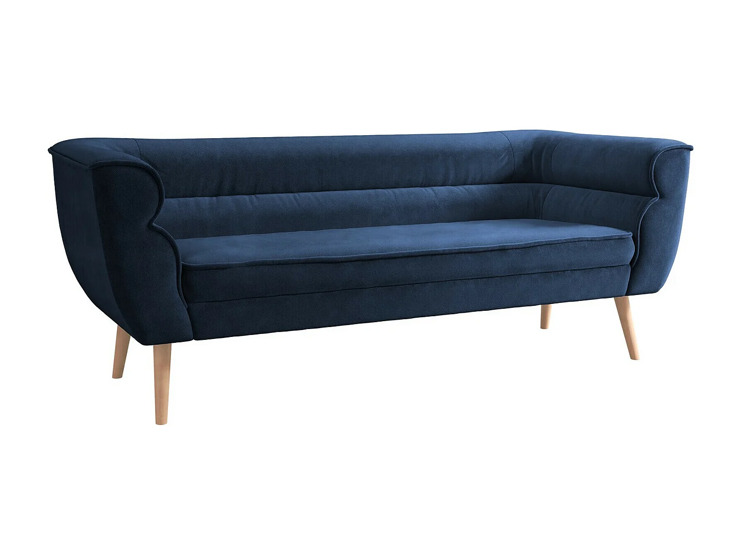 Canapé Glenview 100, Bleu, 182x74x75cm, Tapisserie, Pieds: Bois